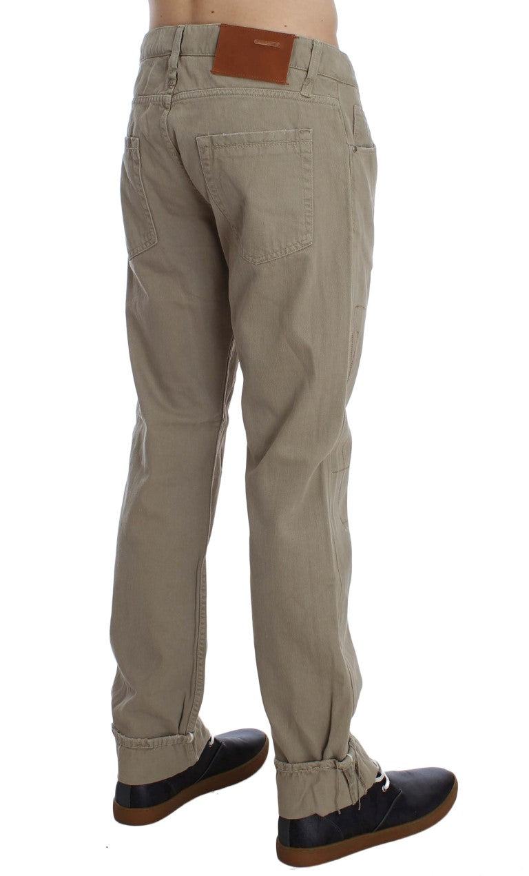 Acht Beige Cotton Patchwork Jeans