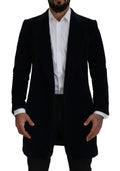 Dolce & Gabbana Black Cotton Cardigan Long Coat Men Jacket