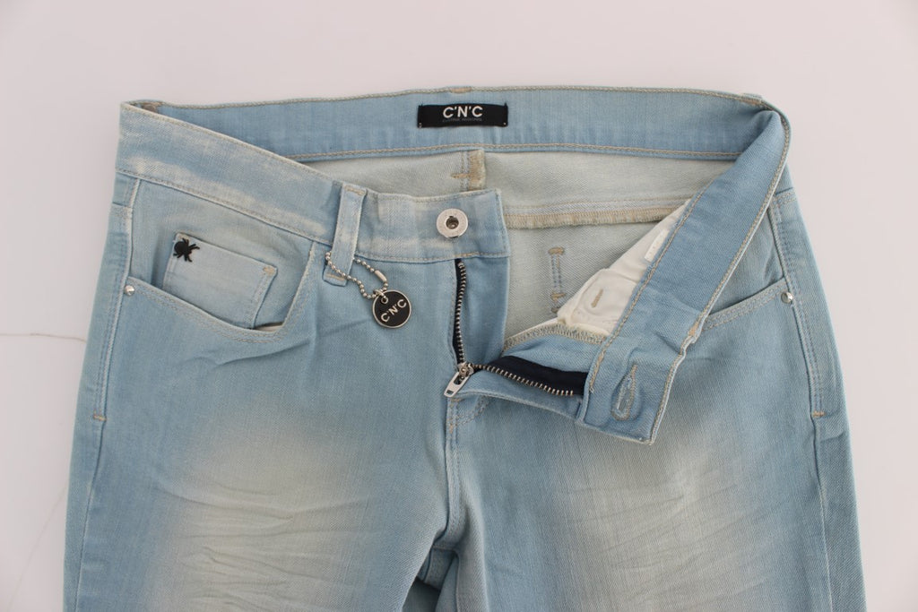 Costume National Blue Cotton Blend Super Slim Fit Jeans