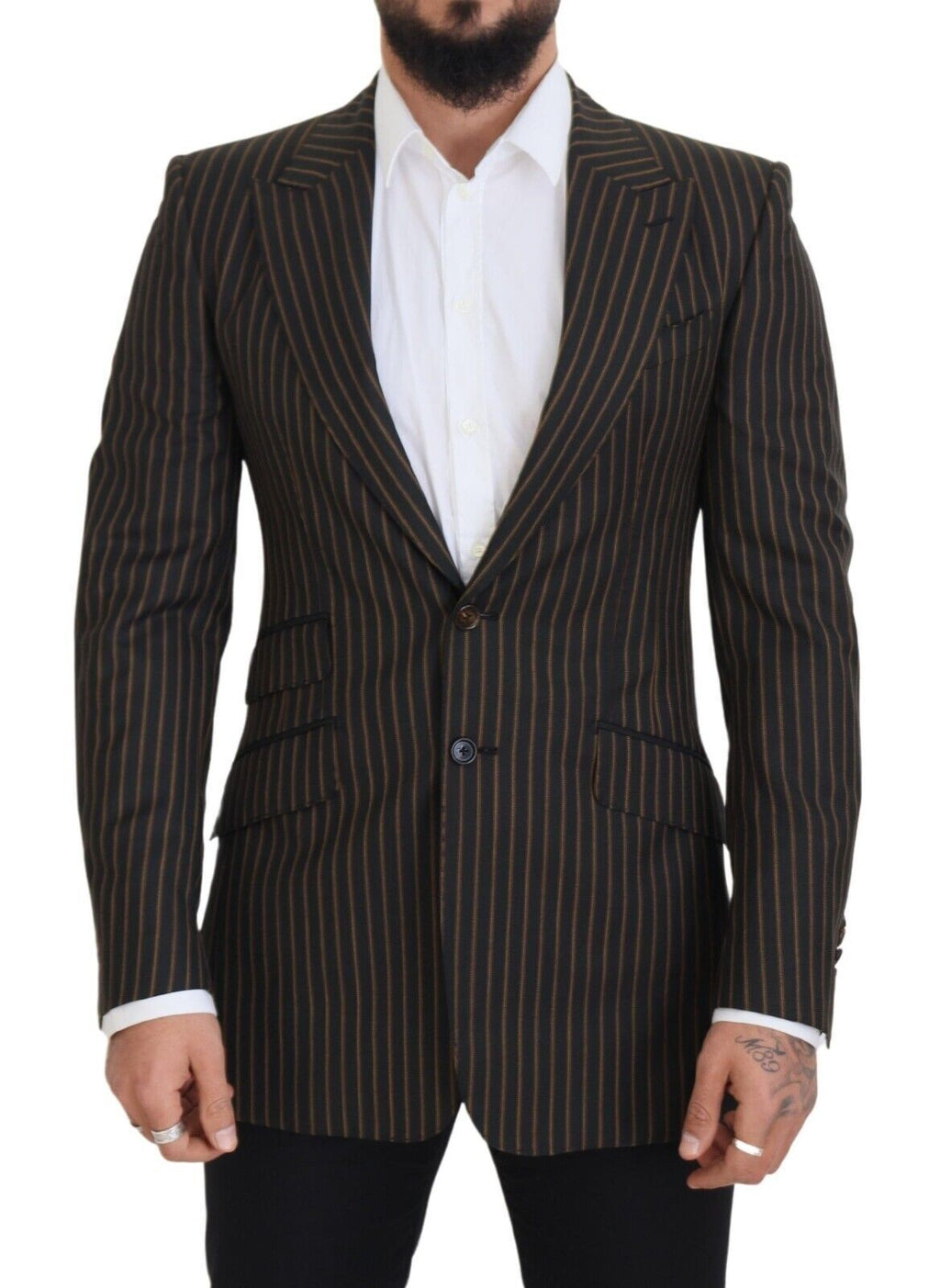 Dolce & Gabbana Dark Gray Stripes Single Breasted Blazer