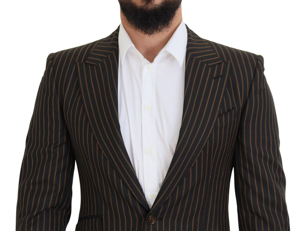 Dolce & Gabbana Dark Gray Stripes Single Breasted Blazer
