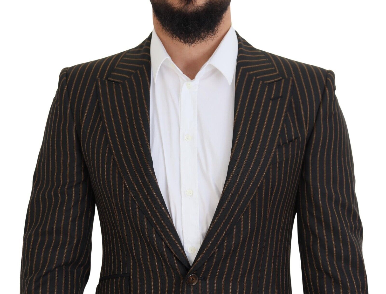 Dolce & Gabbana Dark Gray Stripes Single Breasted Blazer