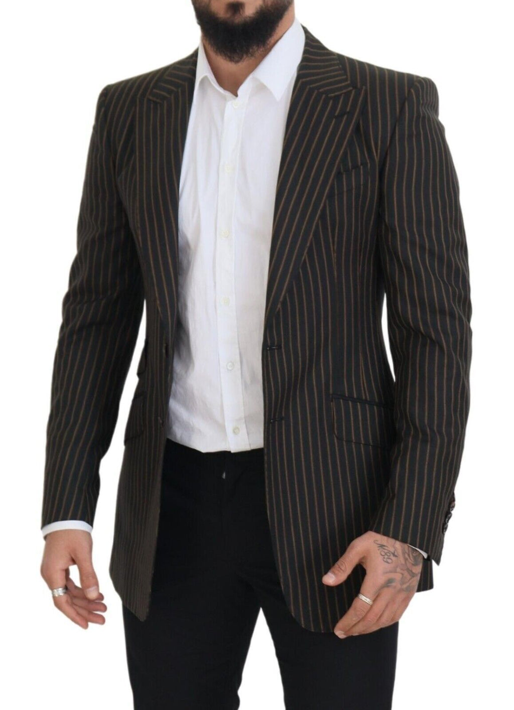 Dolce & Gabbana Dark Gray Stripes Single Breasted Blazer