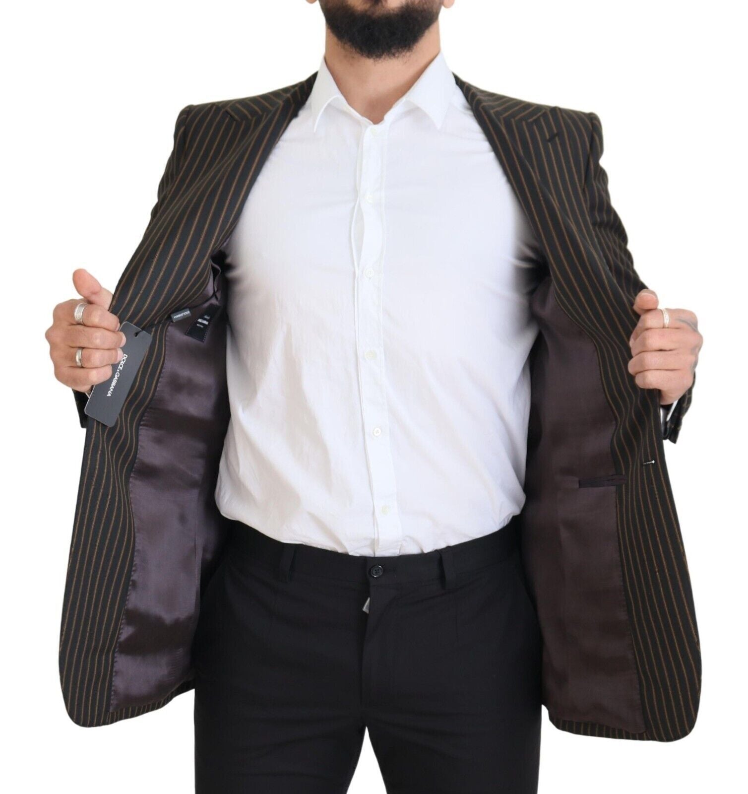Dolce & Gabbana Dark Gray Stripes Single Breasted Blazer