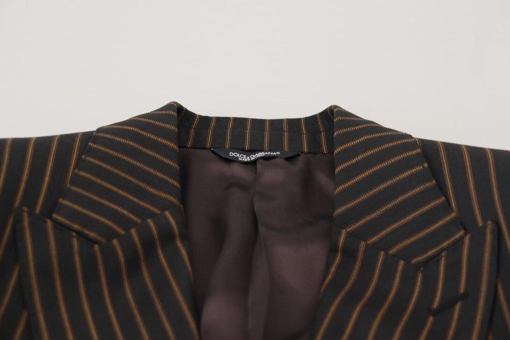 Dolce & Gabbana Dark Gray Stripes Single Breasted Blazer