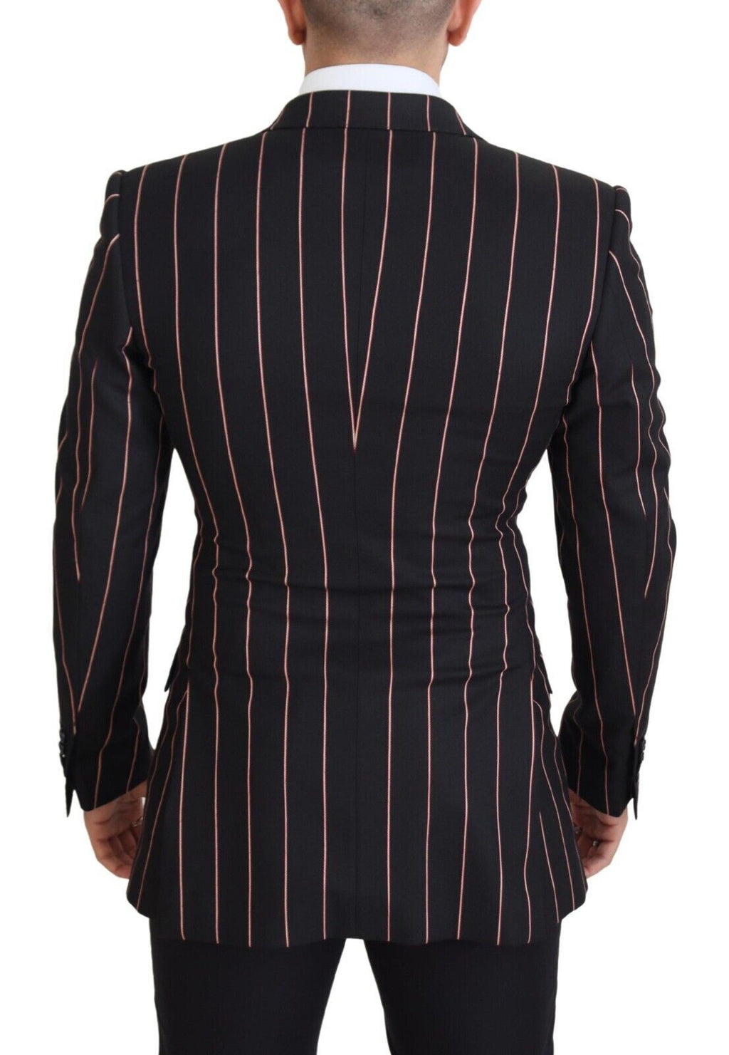 Dolce & Gabbana Dark Gray Stripes Viscose Double Breasted Blazer