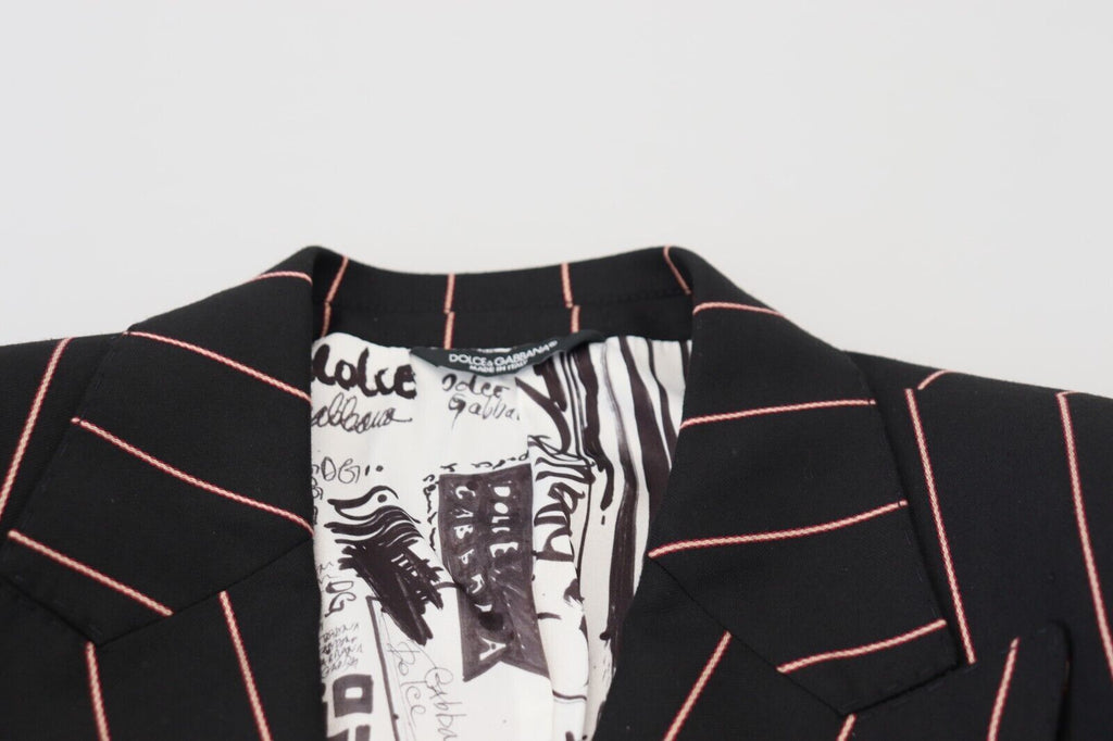 Dolce & Gabbana Dark Gray Stripes Viscose Double Breasted Blazer