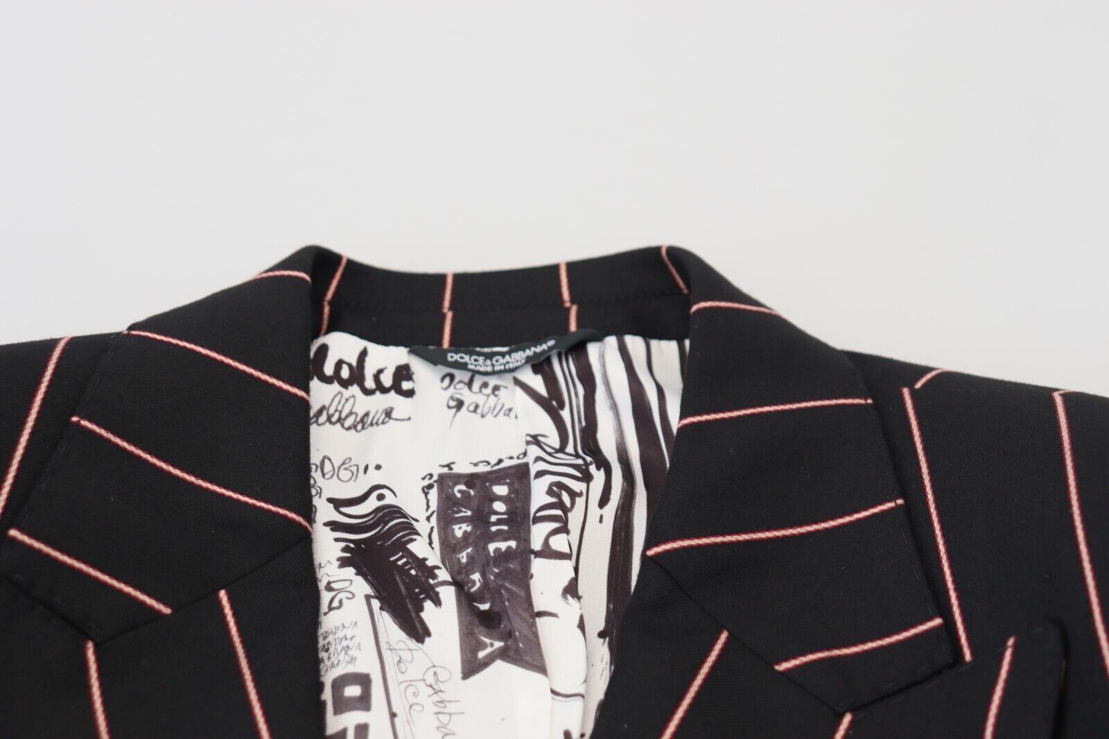 Dolce & Gabbana Dark Gray Stripes Viscose Double Breasted Blazer