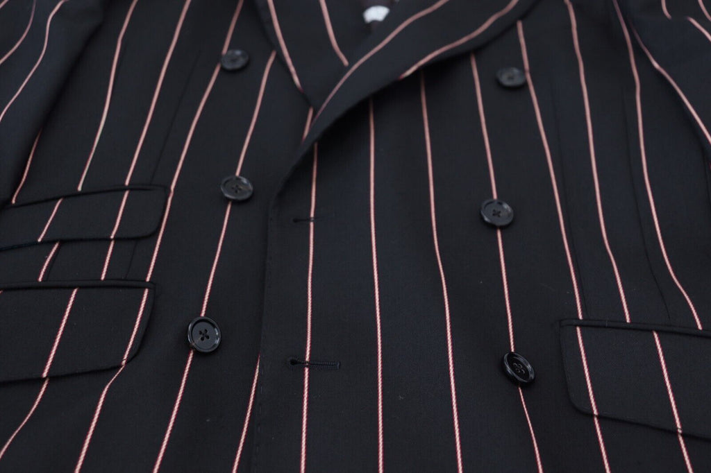 Dolce & Gabbana Dark Gray Stripes Viscose Double Breasted Blazer