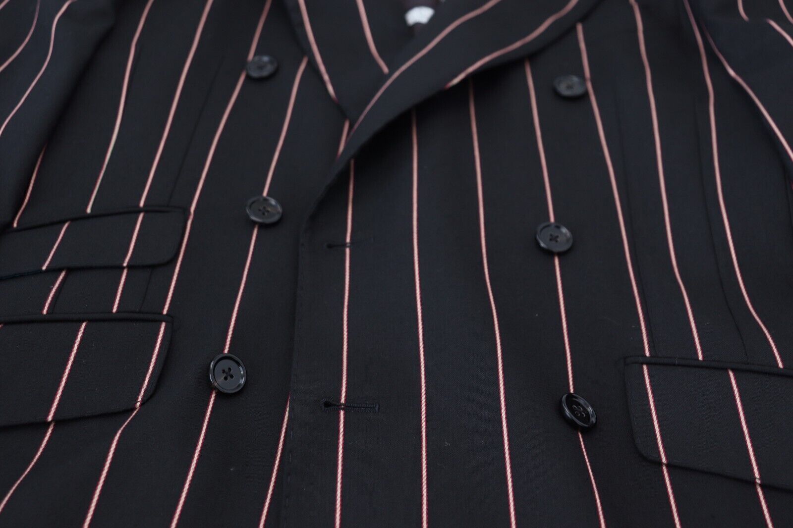 Dolce & Gabbana Dark Gray Stripes Viscose Double Breasted Blazer