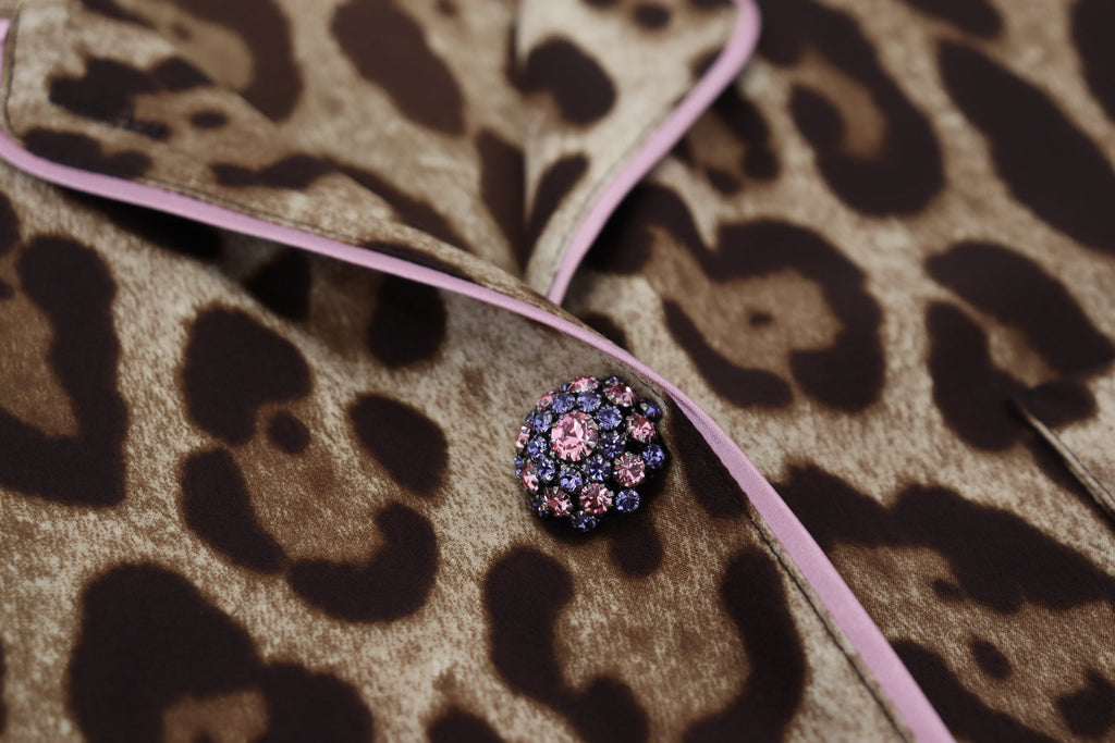 Dolce & Gabbana Brown Leopard Print Long Sleeves Blouse Top