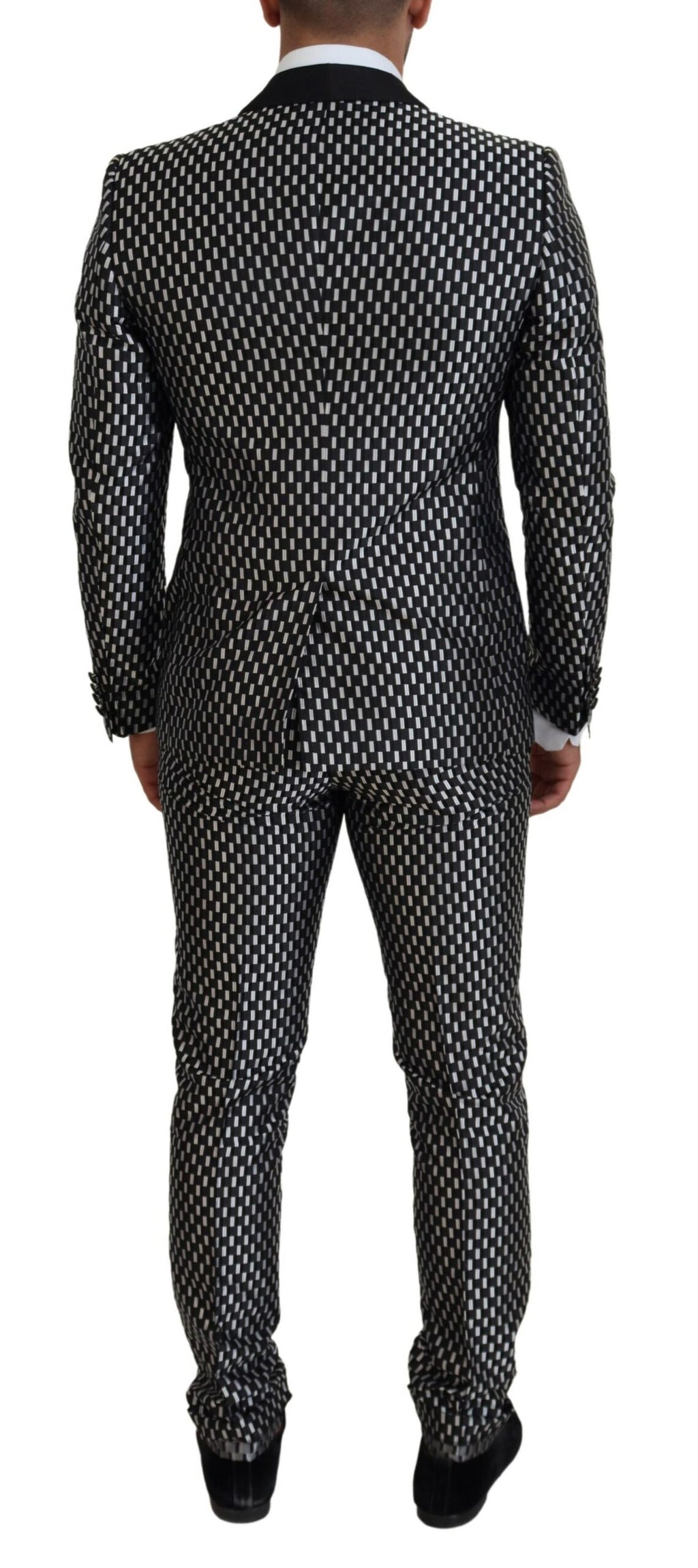 Dolce & Gabbana Dark Gray White Silk MARTINI Slim Fit Suit