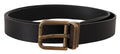 Dolce & Gabbana Black Leather Brass Metal Box Buckle Belt