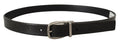 Dolce & Gabbana Black Leather Silver Chrome Metal Logo Buckle Belt