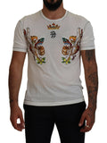 Dolce & Gabbana White Printed Short Sleeves Men T-shirt
