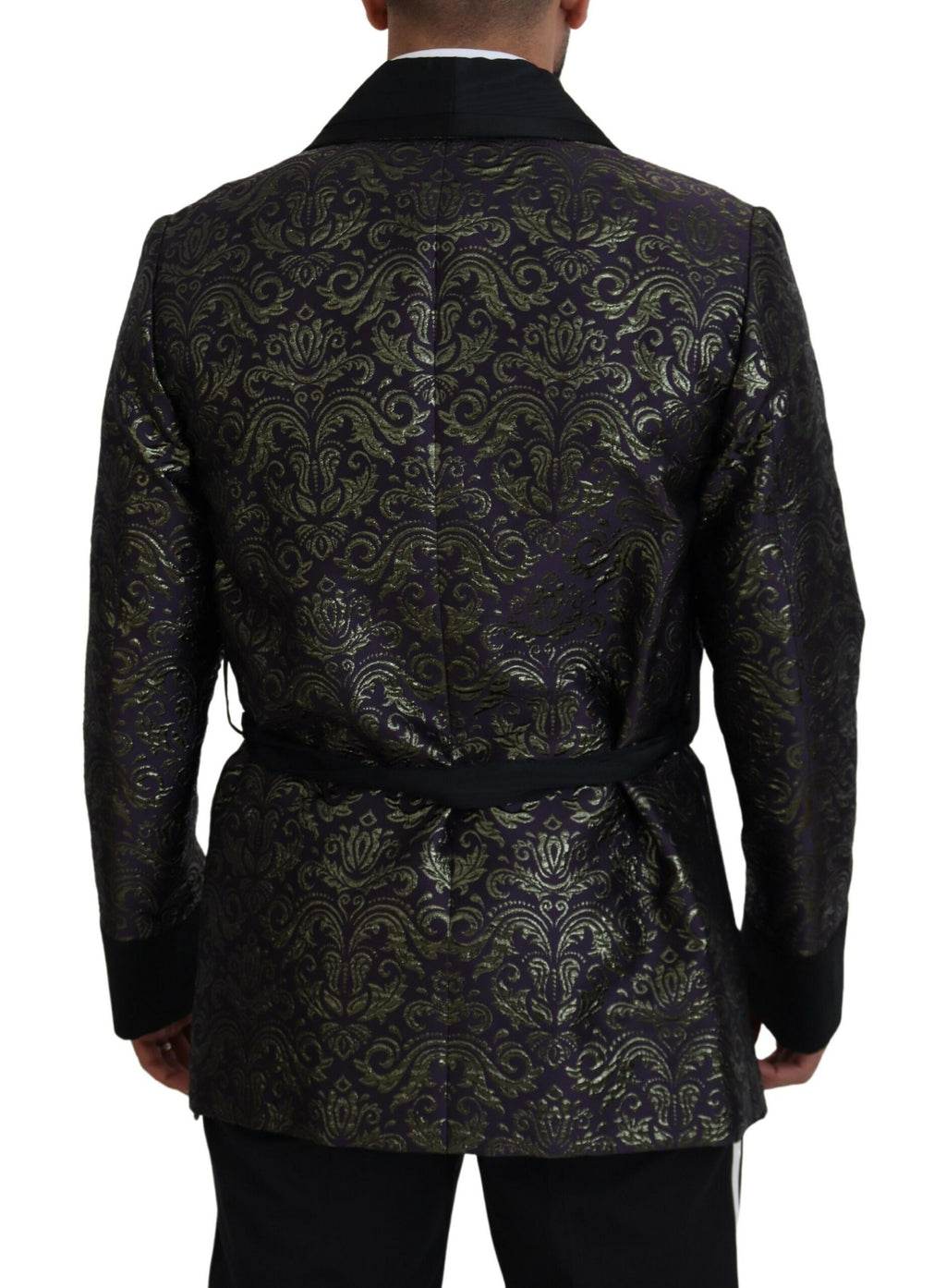 Dolce & Gabbana Dark Gray Purple Baroque Jacket Blazer Robe