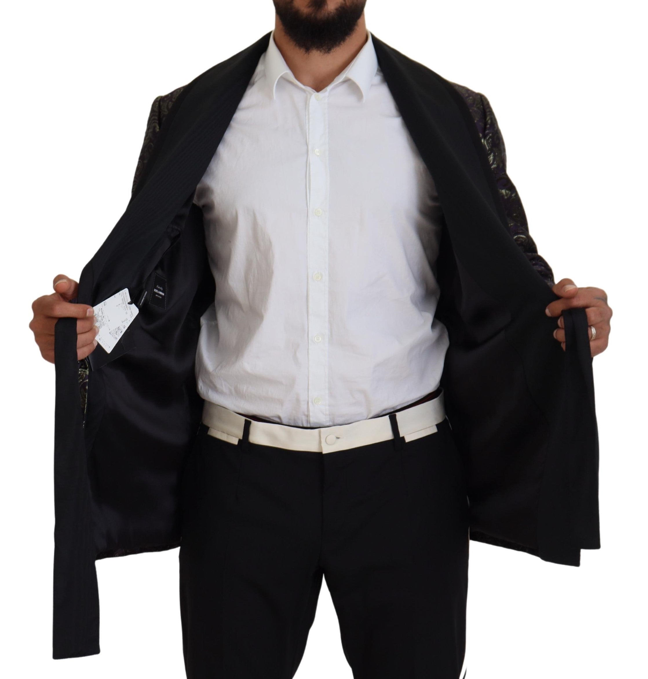 Dolce & Gabbana Dark Gray Purple Baroque Jacket Blazer Robe