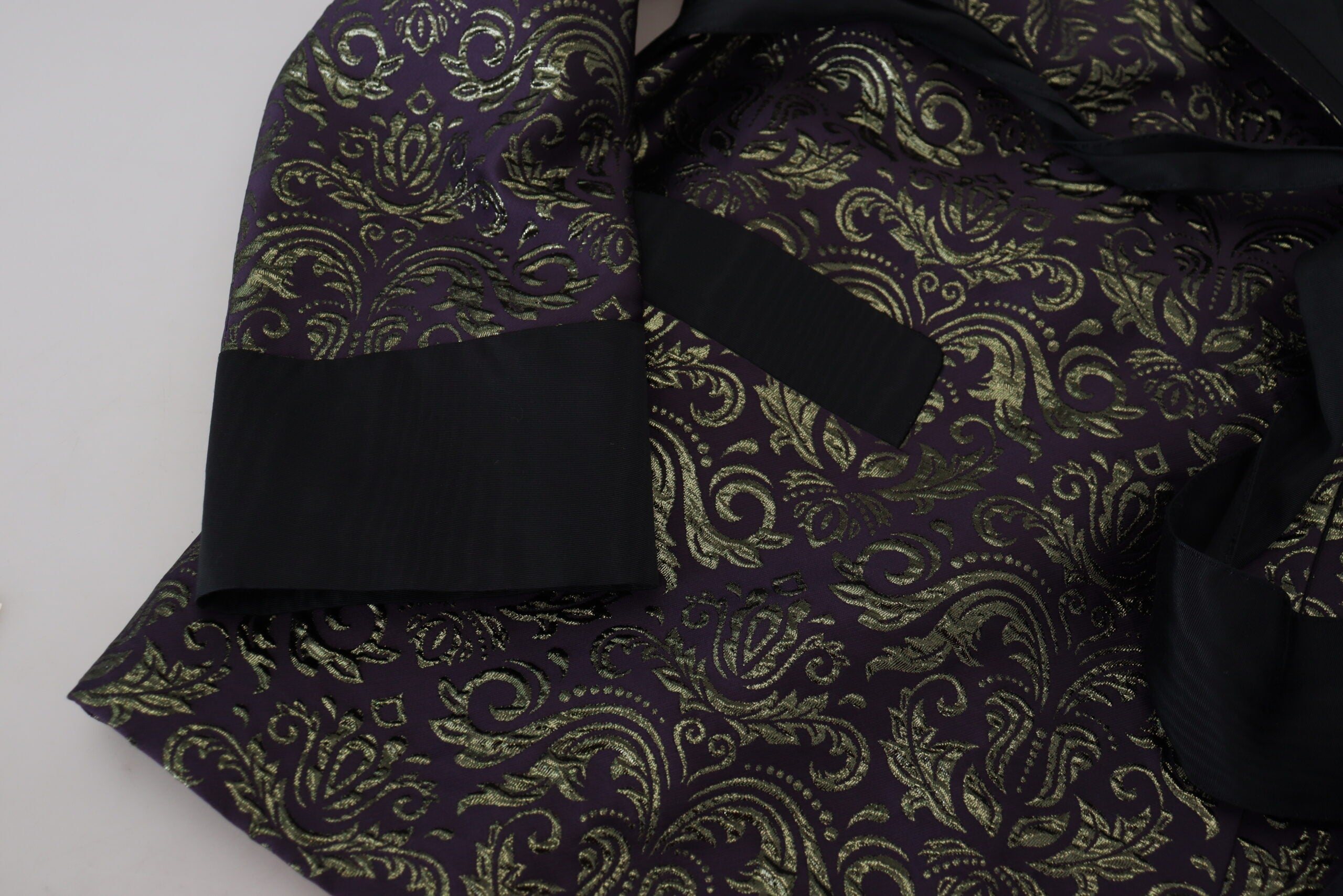 Dolce & Gabbana Dark Gray Purple Baroque Jacket Blazer Robe