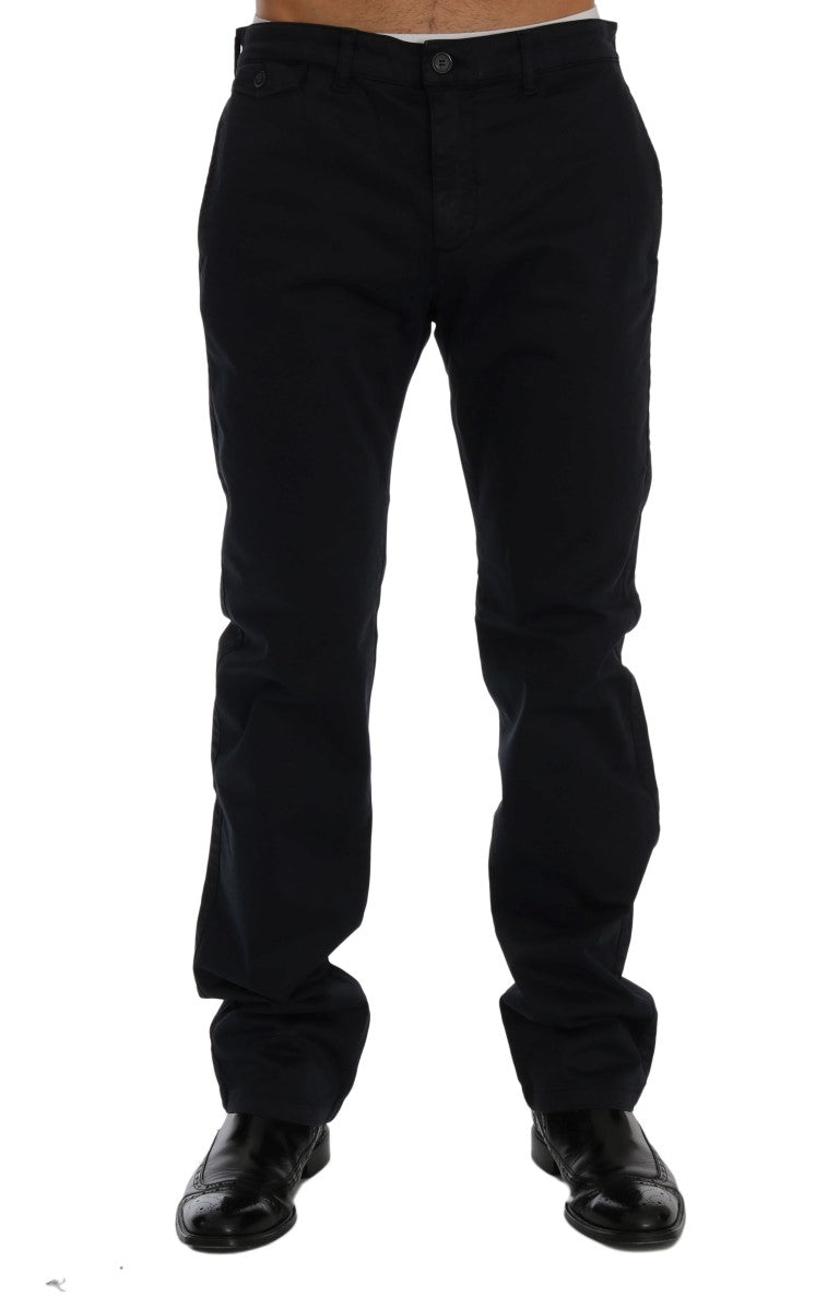 GF Ferre Blue Cotton Stretch Chinos Pants