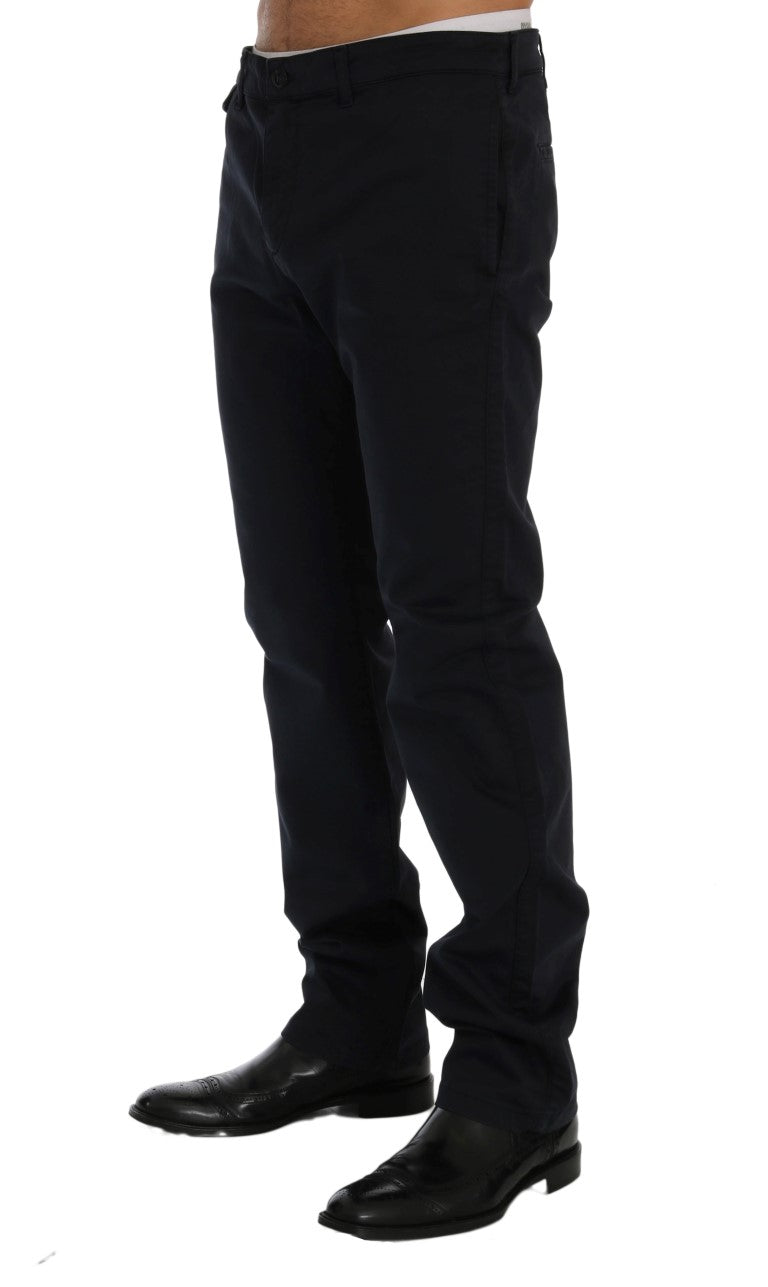 GF Ferre Blue Cotton Stretch Chinos Pants