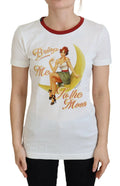 Dolce & Gabbana White Printed Short Sleeves Pullover Top