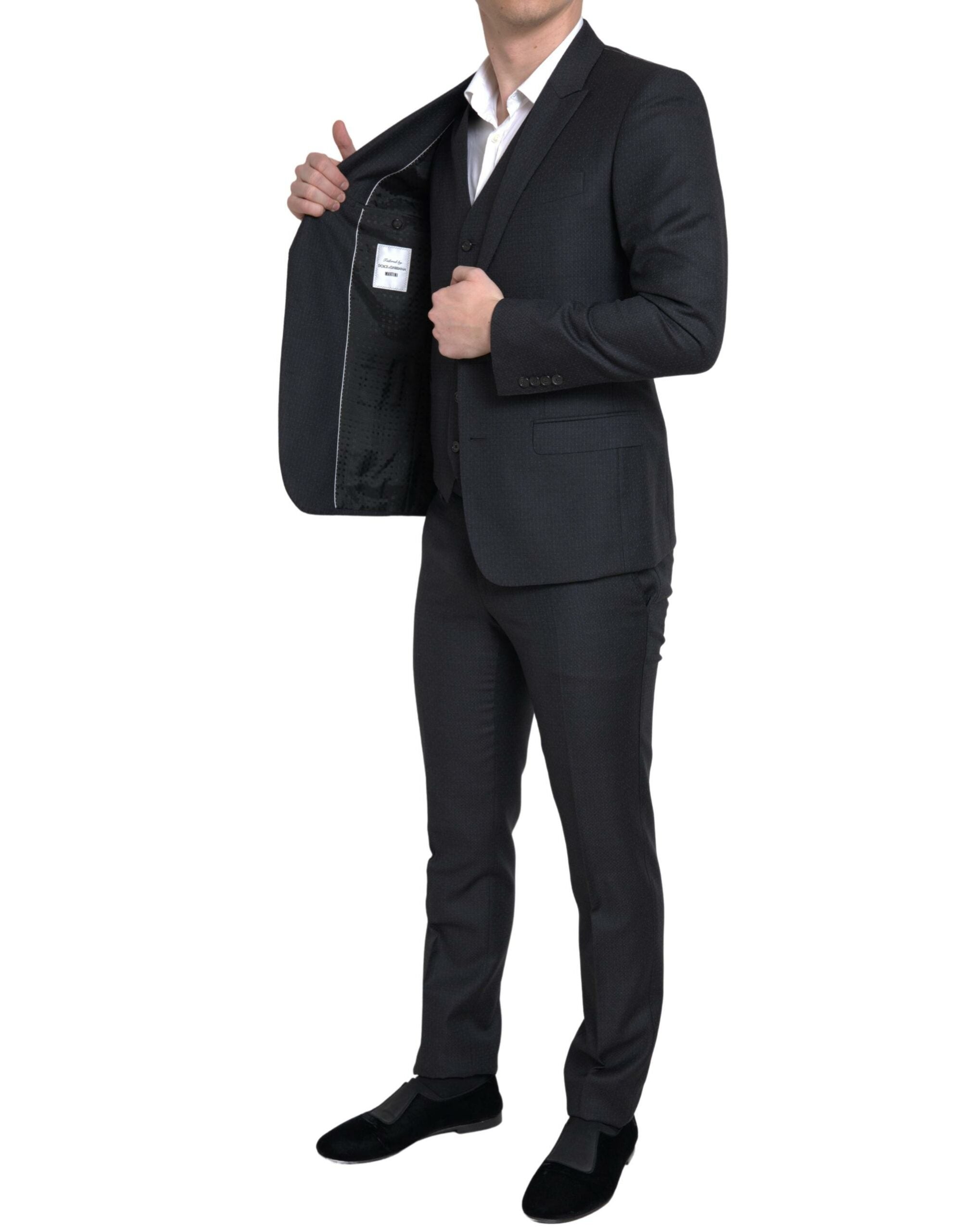 Dolce & Gabbana Dark Gray 3 Piece Single Breasted MARTINI Suit