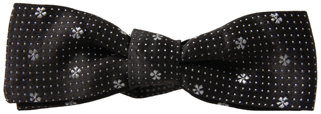 Dolce & Gabbana Dark Gray Patterned Silk Adjustable Men Neck Papillon Bow Tie