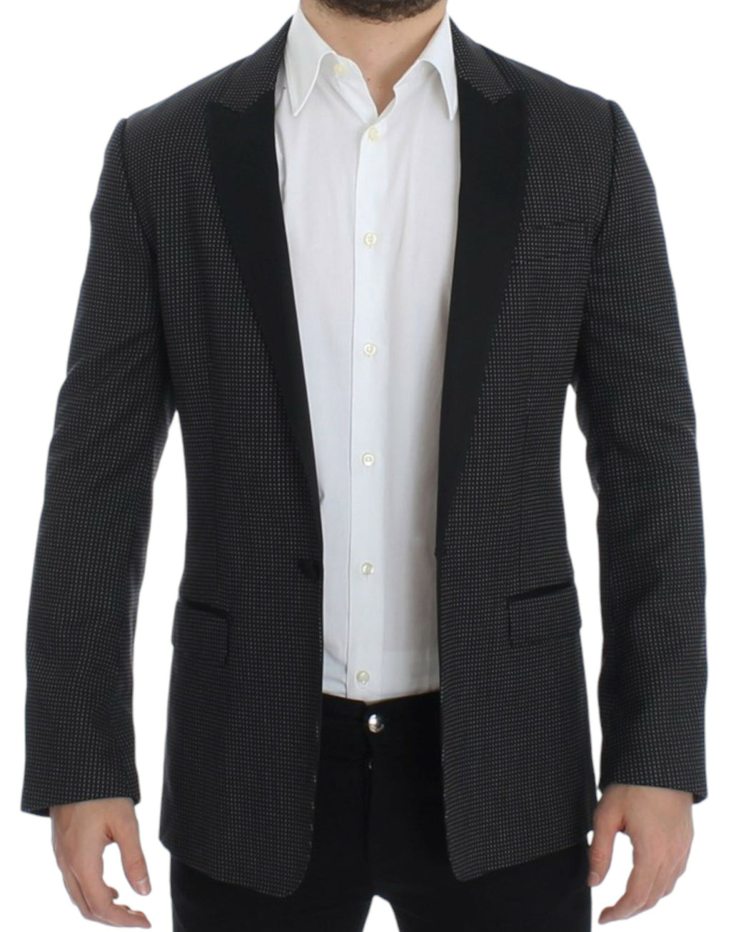 Dolce & Gabbana Dark Gray Wool Silk Slim MARTINI Jacket Blazer