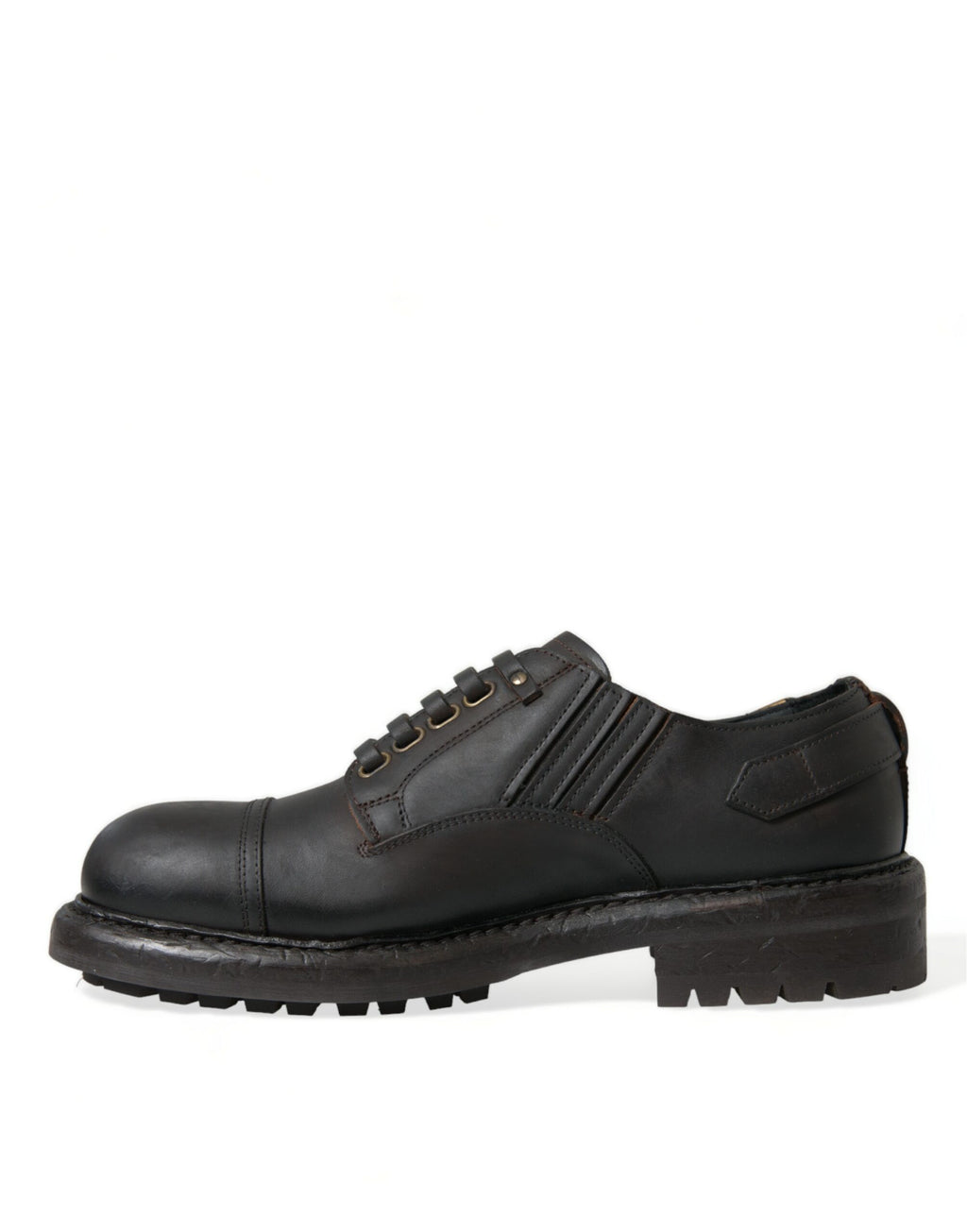 Dolce & Gabbana Brown Leather Lace Up Derby Men Dress Shoes