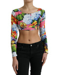 Dolce & Gabbana Multicolor Floral Long Sleeves Cropped Top