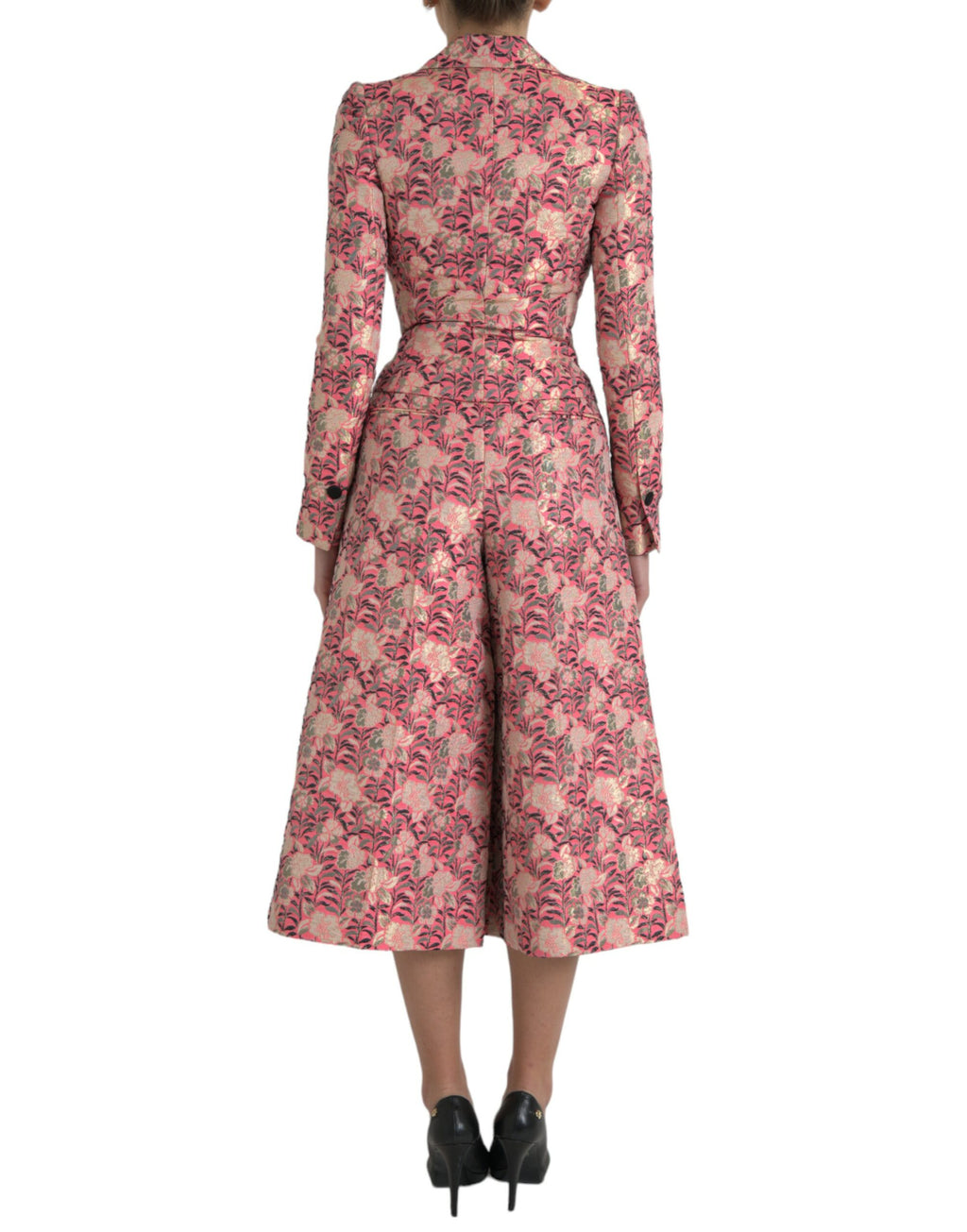 Dolce & Gabbana Pink Floral Jacquard Slim Fit 2 Piece Suit