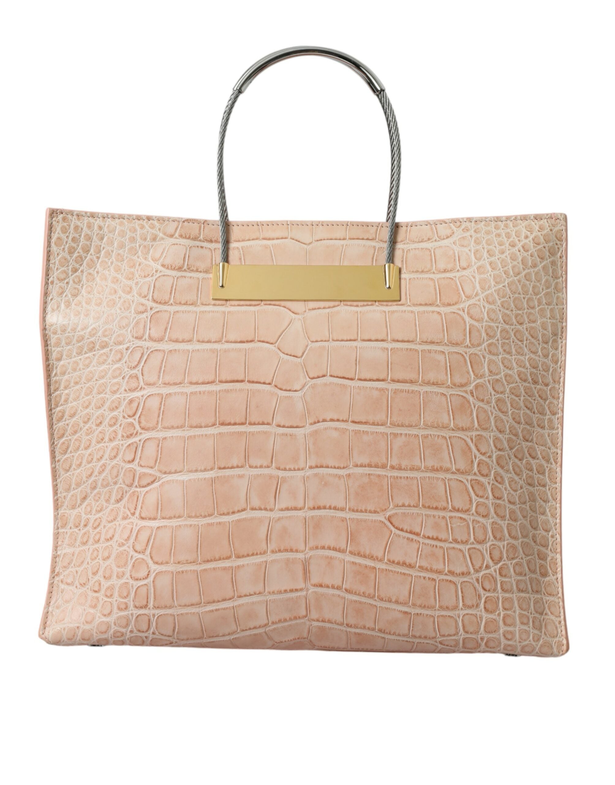 Balenciaga Pink Exotic Leather Embossed Cable Handle Shopper Tote Bag