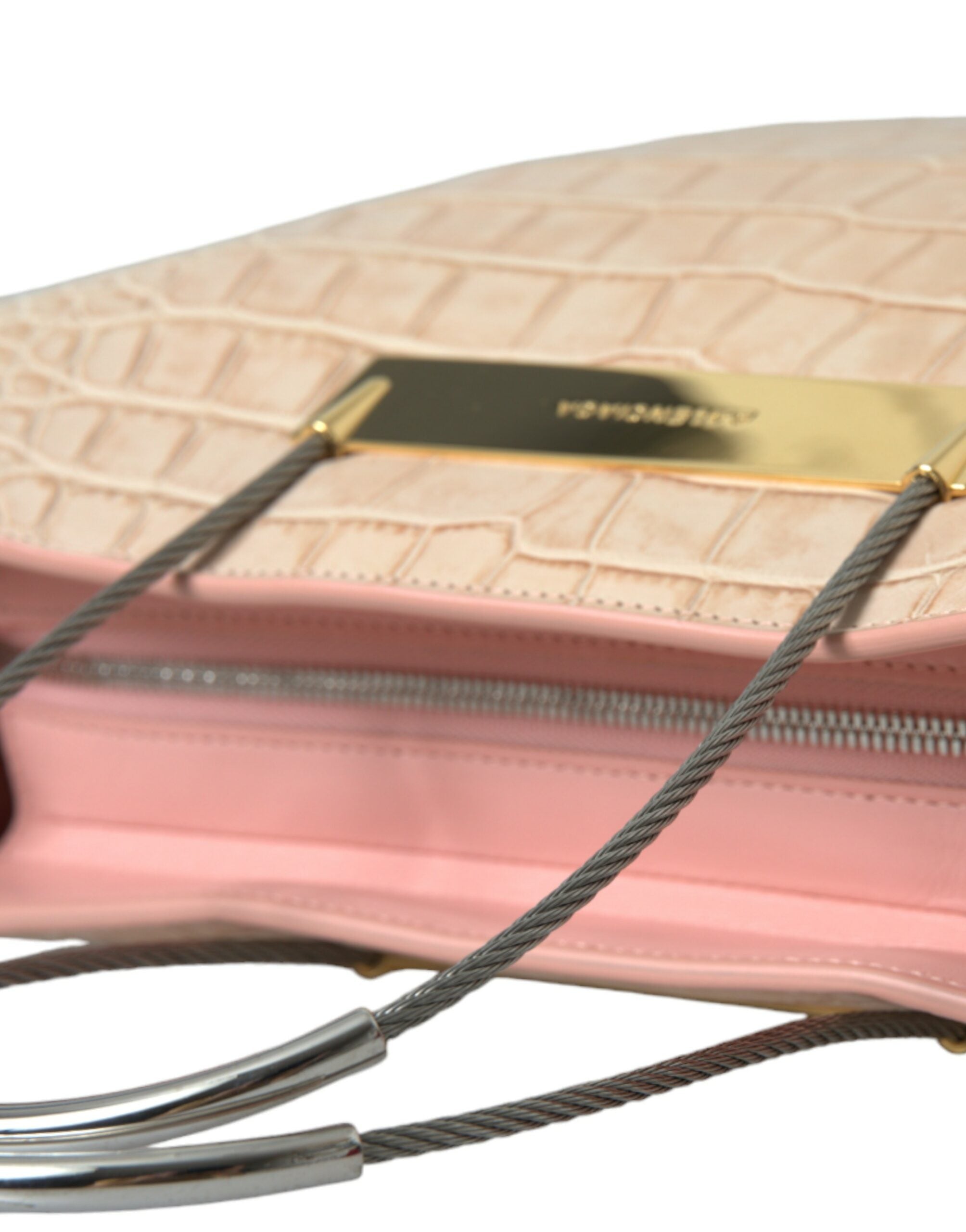 Balenciaga Pink Exotic Leather Embossed Cable Handle Shopper Tote Bag