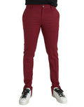 Dolce & Gabbana Red Wool Men Slim Fit Dress Pants