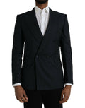 Dolce & Gabbana Dark Gray Stripe SICILIA Double Breasted Coat Blazer