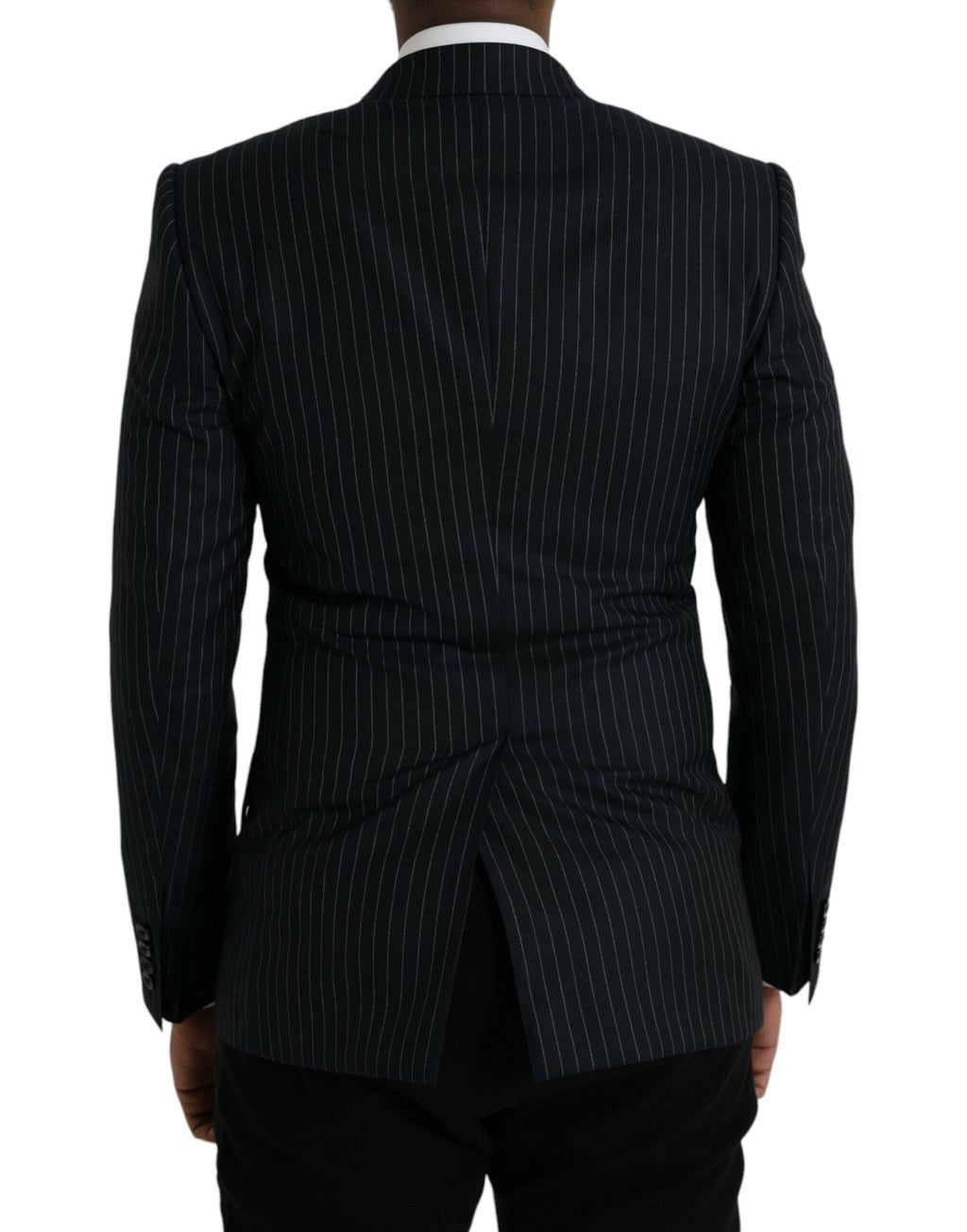 Dolce & Gabbana Dark Gray Stripe SICILIA Double Breasted Coat Blazer
