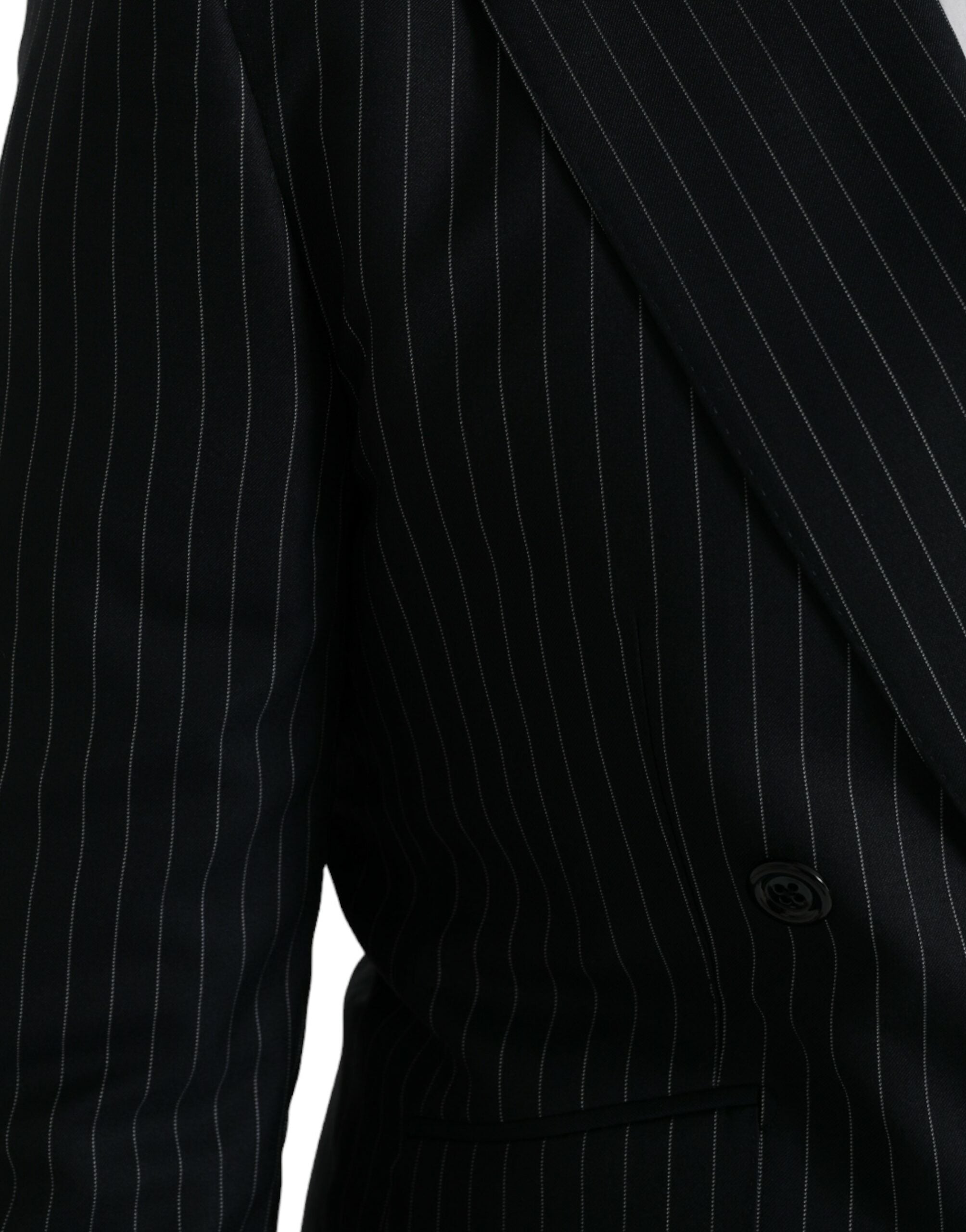 Dolce & Gabbana Dark Gray Stripe SICILIA Double Breasted Coat Blazer