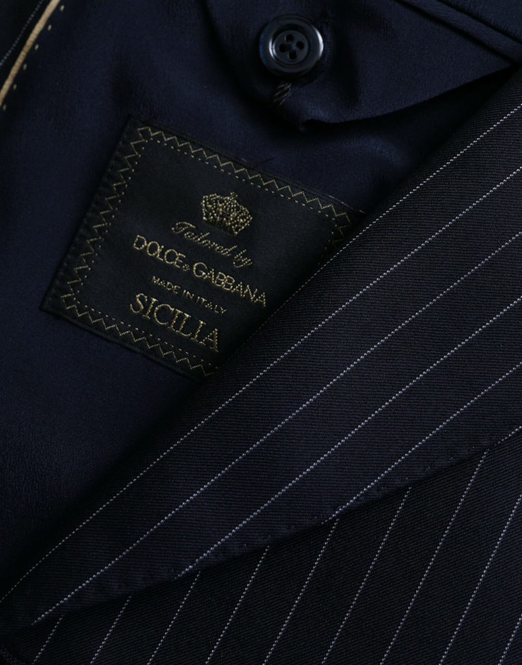 Dolce & Gabbana Dark Gray Stripe SICILIA Double Breasted Coat Blazer
