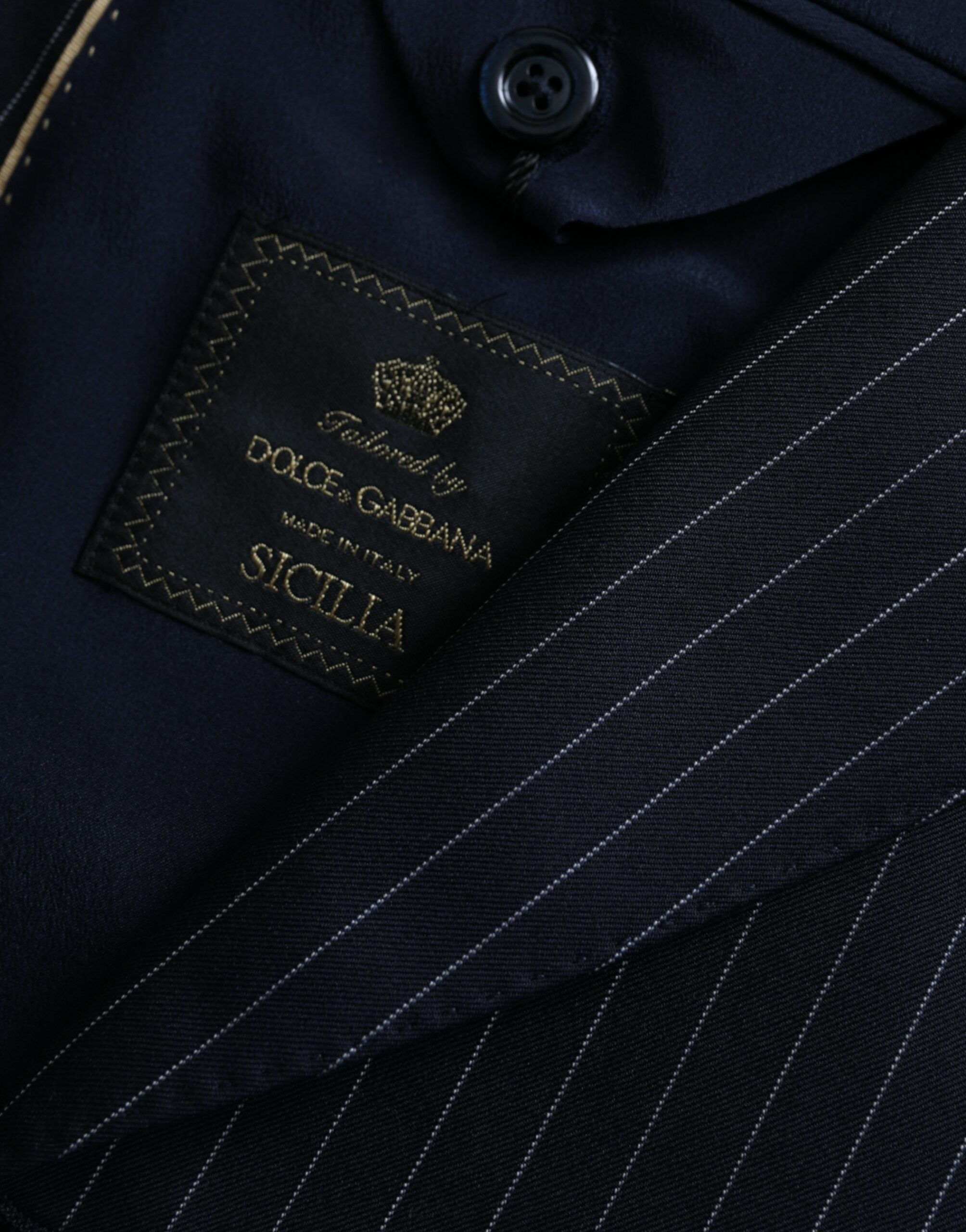 Dolce & Gabbana Dark Gray Stripe SICILIA Double Breasted Coat Blazer