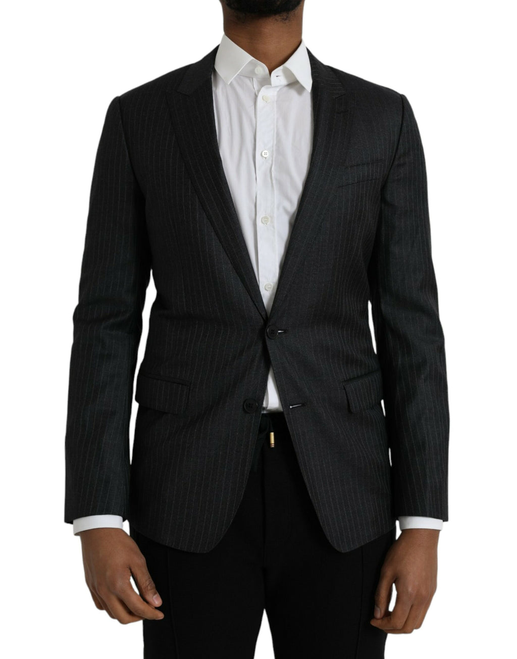 Dolce & Gabbana Dark Gray Stripe MARTINI Single Breasted Coat Blazer