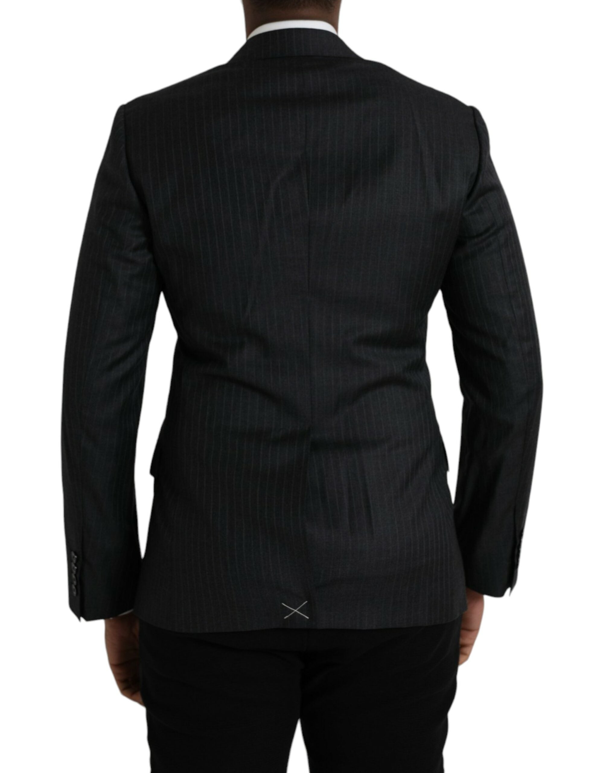 Dolce & Gabbana Dark Gray Stripe MARTINI Single Breasted Coat Blazer