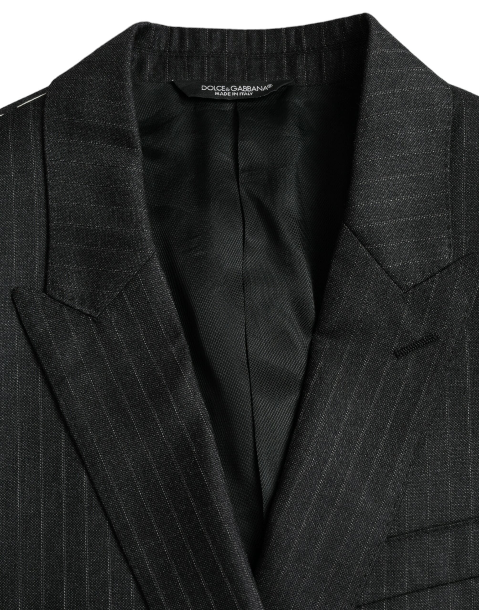 Dolce & Gabbana Dark Gray Stripe MARTINI Single Breasted Coat Blazer