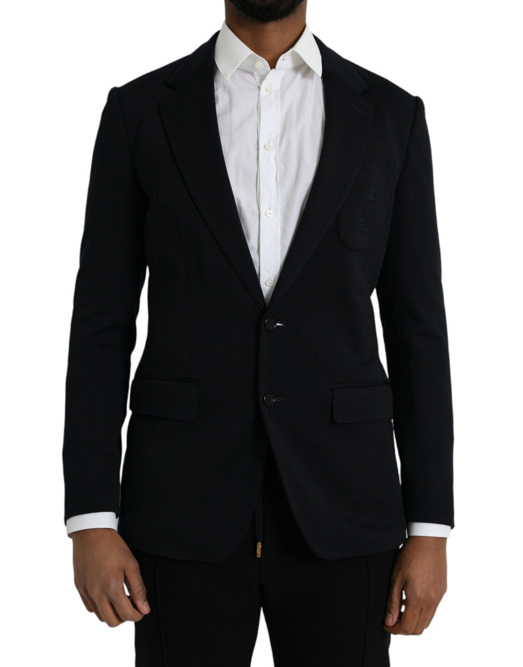 Dolce & Gabbana Dark Blue Wool Notch Single Breasted Coat Blazer