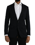 Dolce & Gabbana Dark Blue Wool Notch Single Breasted Coat Blazer
