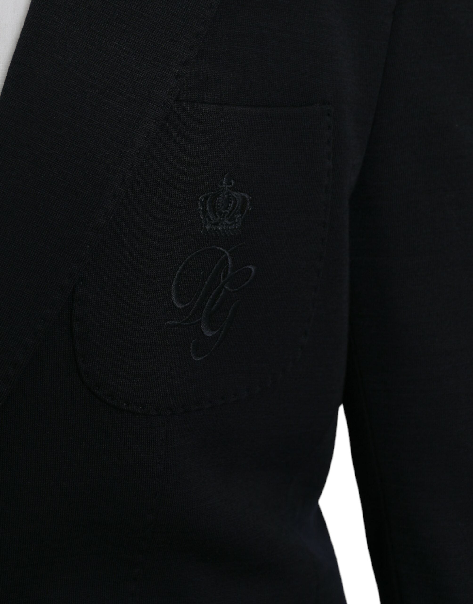 Dolce & Gabbana Dark Blue Wool Notch Single Breasted Coat Blazer