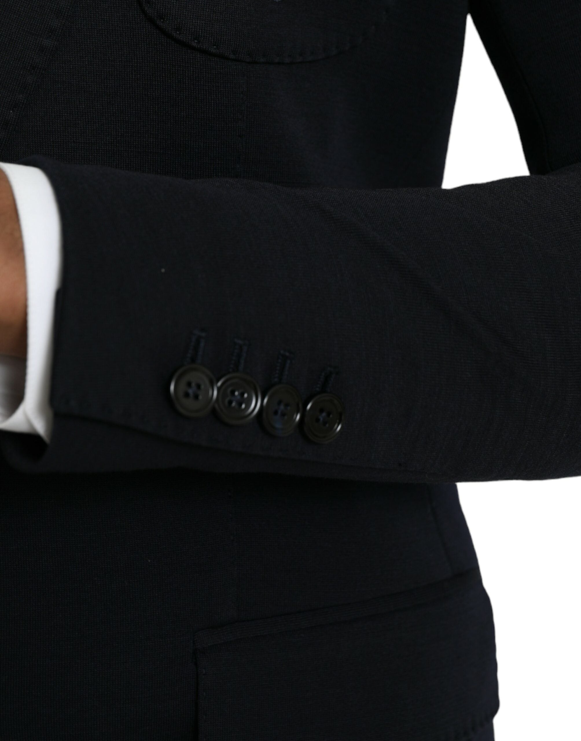 Dolce & Gabbana Dark Blue Wool Notch Single Breasted Coat Blazer