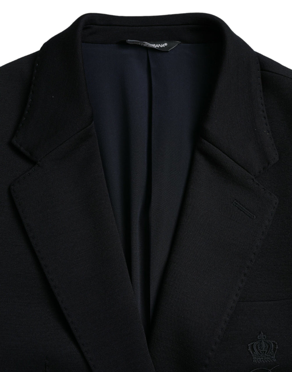 Dolce & Gabbana Dark Blue Wool Notch Single Breasted Coat Blazer