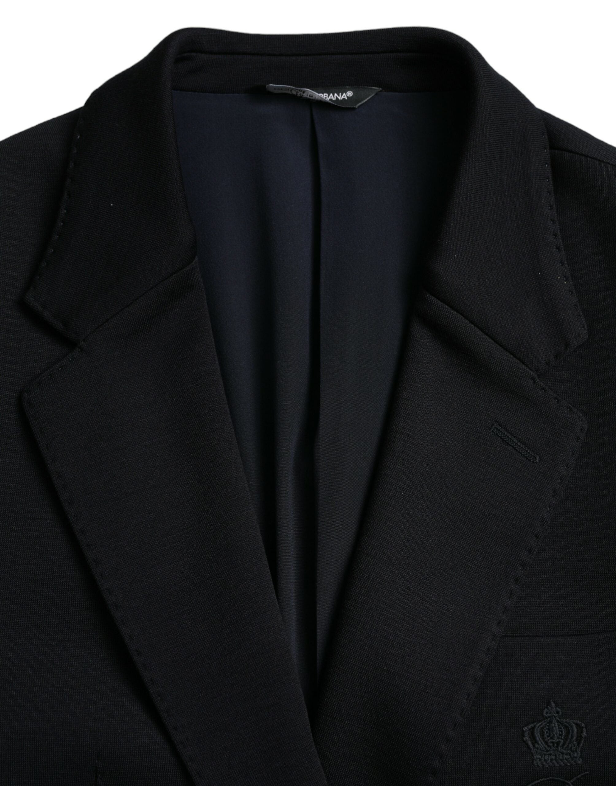 Dolce & Gabbana Dark Blue Wool Notch Single Breasted Coat Blazer