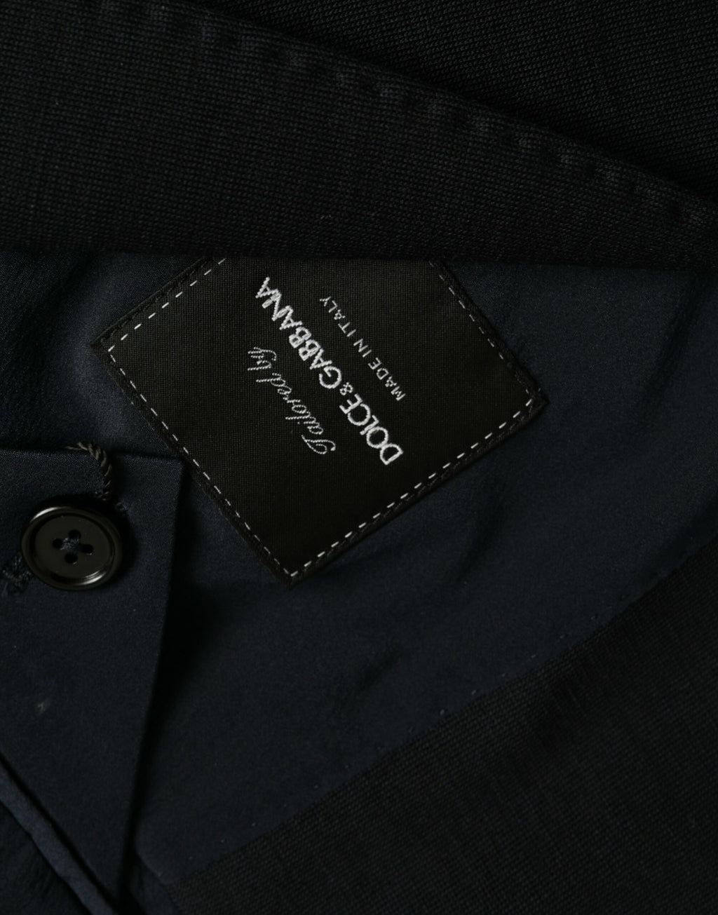 Dolce & Gabbana Dark Blue Wool Notch Single Breasted Coat Blazer