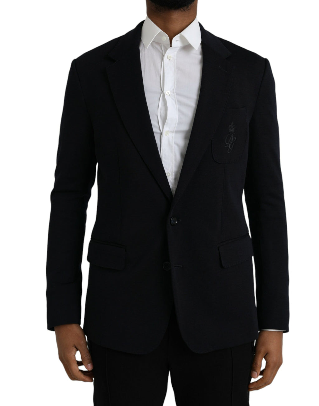 Dolce & Gabbana Dark Blue Wool Single Breasted Coat Blazer